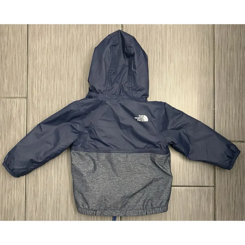 North Face Sherpa Lined Full Zip Hooded Coat Size 12-18 Months Blue/Gray